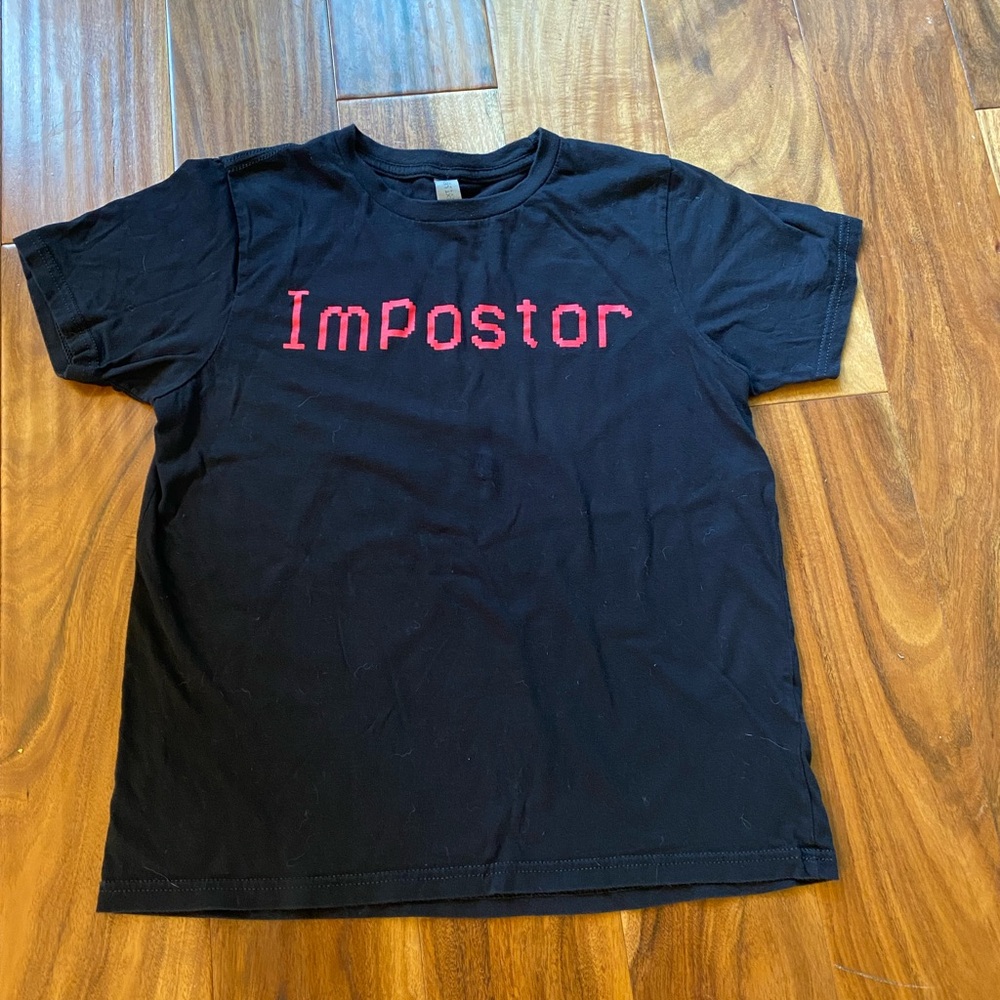 Boys Black T-Shirt with Red 'Impostor' Text - Among Us